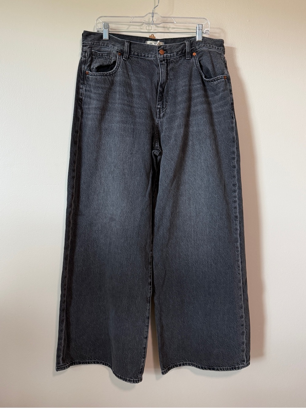 Madewell super wide baggy high rise black denim jeans size 32